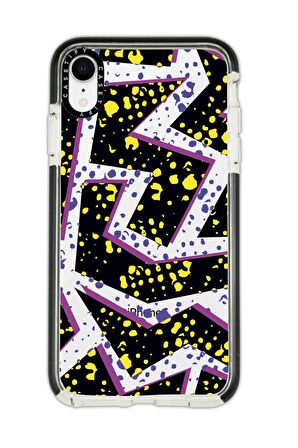 iPhone XR Casetify Spotted Lightning Desenli Anti Shock Premium Silikonlu Siyah Kenar Detaylı Telefon Kılıfı