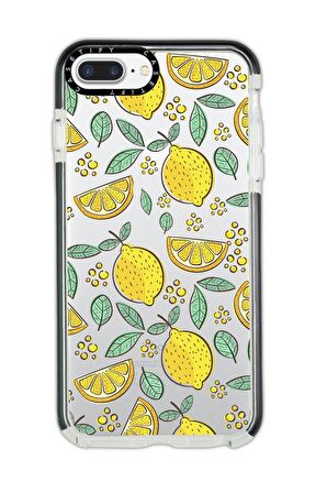 iPhone 8 Plus Casetify Limon Desenli Anti Shock Premium Silikonlu Siyah Kenar Detaylı Telefon Kılıfı