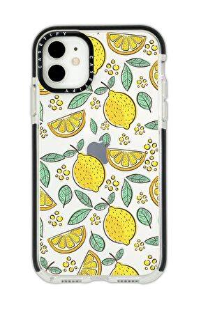 iPhone 11 Casetify Limon Desenli Anti Shock Premium Silikonlu Siyah Kenar Detaylı Telefon Kılıfı