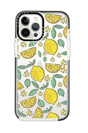 iPhone 12 Pro Max Casetify Limon Desenli Anti Shock Premium Silikonlu Siyah Kenar Detaylı Telefon Kılıfı