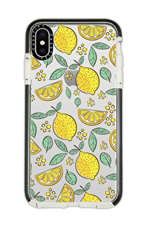 iPhone X Casetify Limon Desenli Anti Shock Premium Silikonlu Siyah Kenar Detaylı Telefon Kılıfı