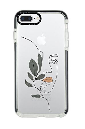 iPhone 7 Plus Casetify Line Art Women Desenli Anti Shock Premium Silikonlu Siyah Kenar Detaylı Telefon Kılıfı