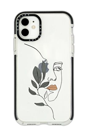 iPhone 11 Casetify Line Art Women Desenli Anti Shock Premium Silikonlu Siyah Kenar Detaylı Telefon Kılıfı