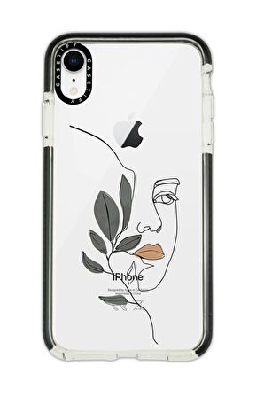 iPhone XR Casetify Line Art Women Desenli Anti Shock Premium Silikonlu Siyah Kenar Detaylı Telefon Kılıfı