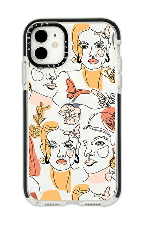 iPhone 12 Casetify Line Style Desenli Anti Shock Premium Silikonlu Siyah Kenar Detaylı Telefon Kılıfı