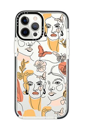 iPhone 12 Pro Casetify Line Style Desenli Anti Shock Premium Silikonlu Siyah Kenar Detaylı Telefon Kılıfı