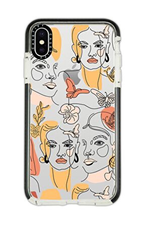 iPhone X Casetify Line Style Desenli Anti Shock Premium Silikonlu Siyah Kenar Detaylı Telefon Kılıfı