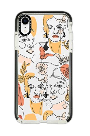 iPhone XR Casetify Line Style Desenli Anti Shock Premium Silikonlu Siyah Kenar Detaylı Telefon Kılıfı