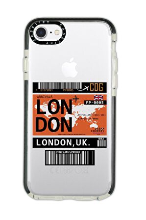 iPhone 6 Casetify London Ticket Desenli Anti Shock Premium Silikonlu Siyah Kenar Detaylı Telefon Kılıfı