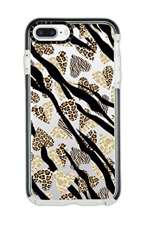 iPhone 7 Plus Casetify Love Animal Pattern Desenli Anti Shock Premium Silikonlu Siyah Kenar Detaylı Telefon Kılıfı