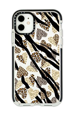 iPhone 11 Casetify Love Animal Pattern Desenli Anti Shock Premium Silikonlu Siyah Kenar Detaylı Telefon Kılıfı