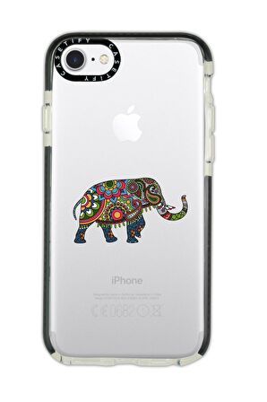 iPhone 6 Plus Casetify Mandala Fil Desenli Anti Shock Premium Silikonlu Siyah Kenar Detaylı Telefon Kılıfı