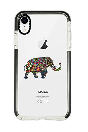 iPhone XR Casetify Mandala Fil Desenli Anti Shock Premium Silikonlu Siyah Kenar Detaylı Telefon Kılıfı