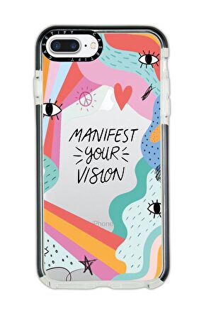 iPhone 8 Plus Casetify Manifest Your Vision Desenli Anti Shock Premium Silikonlu Siyah Kenar Detaylı Telefon Kılıfı