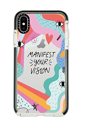 iPhone X Casetify Manifest Your Vision Desenli Anti Shock Premium Silikonlu Siyah Kenar Detaylı Telefon Kılıfı