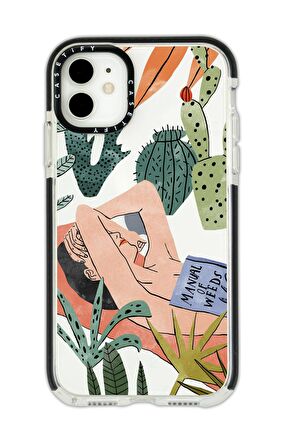 iPhone 11 Casetify Manual of Weeds Desenli Anti Shock Premium Silikonlu Siyah Kenar Detaylı Telefon Kılıfı