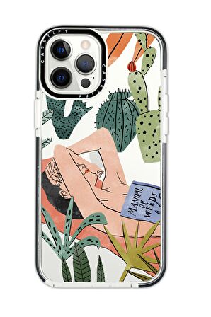 iPhone 12 Pro Max Casetify Manual of Weeds Desenli Anti Shock Premium Silikonlu Siyah Kenar Detaylı Telefon Kılıfı