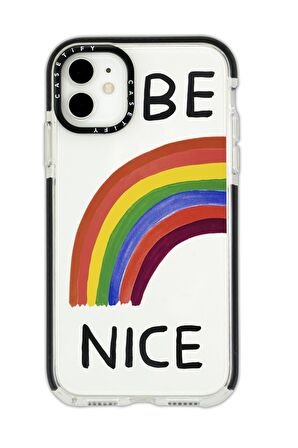 iPhone 11 Casetify Be Nice Desenli Anti Shock Premium Silikonlu Siyah Kenar Detaylı Telefon Kılıfı