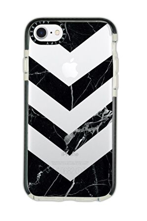 iPhone 6 Casetify Mermer Üçgen Desenli Anti Shock Premium Silikonlu Siyah Kenar Detaylı Telefon Kılıfı