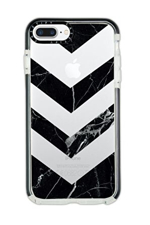 iPhone 7 Plus Casetify Mermer Üçgen Desenli Anti Shock Premium Silikonlu Siyah Kenar Detaylı Telefon Kılıfı