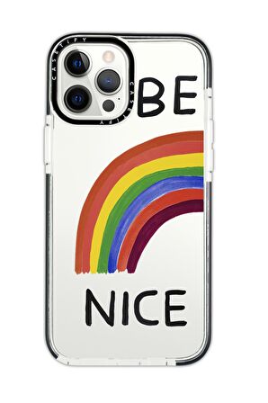 iPhone 11 Pro Casetify Be Nice Desenli Anti Shock Premium Silikonlu Siyah Kenar Detaylı Telefon Kılıfı