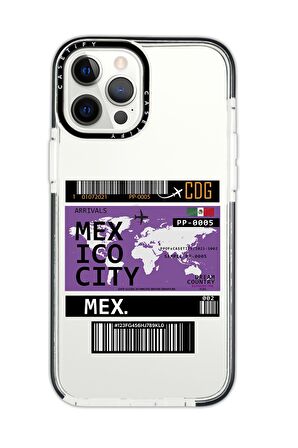 iPhone 11 Pro Casetify Mexico Ticket Desenli Anti Shock Premium Silikonlu Siyah Kenar Detaylı Telefon Kılıfı