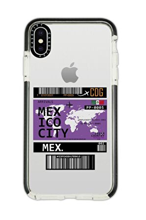 iPhone X Casetify Mexico Ticket Desenli Anti Shock Premium Silikonlu Siyah Kenar Detaylı Telefon Kılıfı