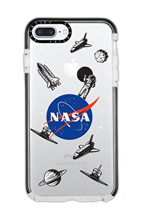iPhone 8 Plus Casetify Nasa Desenli Anti Shock Premium Silikonlu Siyah Kenar Detaylı Telefon Kılıfı