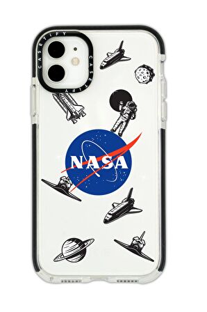 iPhone 11 Casetify Nasa Desenli Anti Shock Premium Silikonlu Siyah Kenar Detaylı Telefon Kılıfı