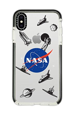 iPhone X Casetify Nasa Desenli Anti Shock Premium Silikonlu Siyah Kenar Detaylı Telefon Kılıfı