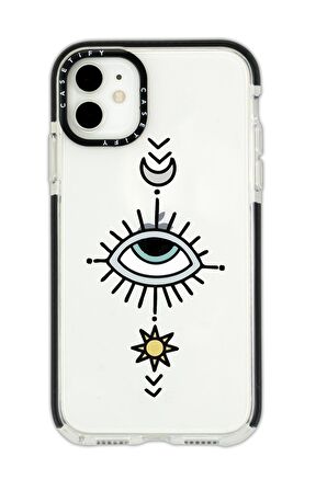 iPhone 12 Casetify Nazar Göz Desenli Anti Shock Premium Silikonlu Siyah Kenar Detaylı Telefon Kılıfı