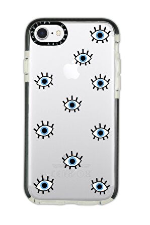 iPhone 6 Plus Casetify Nazar Gözler Desenli Anti Shock Premium Silikonlu Siyah Kenar Detaylı Telefon Kılıfı