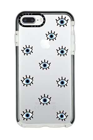 iPhone 7 Plus Casetify Nazar Gözler Desenli Anti Shock Premium Silikonlu Siyah Kenar Detaylı Telefon Kılıfı