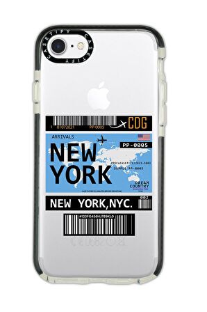 iPhone 8 Casetify New York Desenli Anti Shock Premium Silikonlu Siyah Kenar Detaylı Telefon Kılıfı