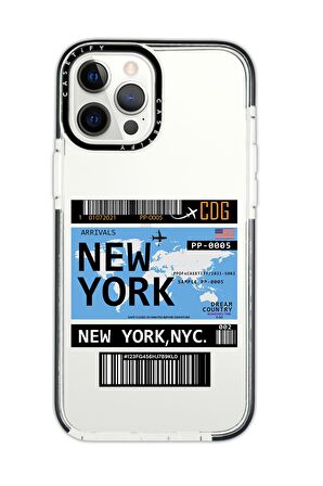 iPhone 12 Pro Casetify New York Desenli Anti Shock Premium Silikonlu Siyah Kenar Detaylı Telefon Kılıfı