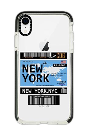 iPhone XR Casetify New York Desenli Anti Shock Premium Silikonlu Siyah Kenar Detaylı Telefon Kılıfı