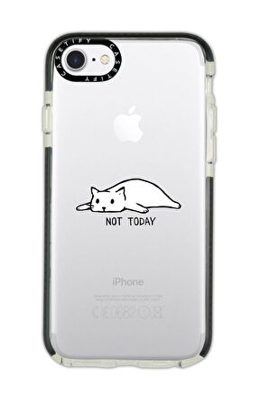 iPhone 7 Casetify Not Today Desenli Anti Shock Premium Silikonlu Siyah Kenar Detaylı Telefon Kılıfı