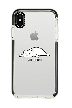 iPhone X Casetify Not Today Desenli Anti Shock Premium Silikonlu Siyah Kenar Detaylı Telefon Kılıfı