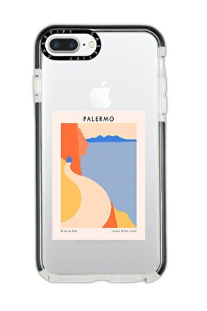 iPhone 8 Plus Casetify Palermo Desenli Anti Shock Premium Silikonlu Siyah Kenar Detaylı Telefon Kılıfı