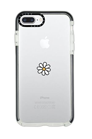 iPhone 8 Plus Casetify Papatya Desenli Anti Shock Premium Silikonlu Siyah Kenar Detaylı Telefon Kılıfı