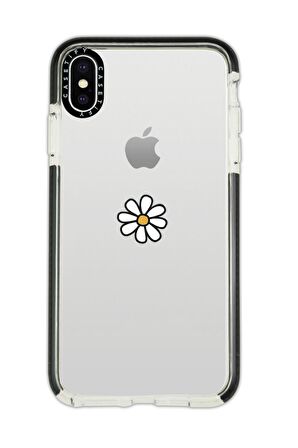 iPhone X Casetify Papatya Desenli Anti Shock Premium Silikonlu Siyah Kenar Detaylı Telefon Kılıfı