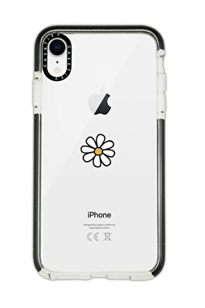 iPhone XR Casetify Papatya Desenli Anti Shock Premium Silikonlu Siyah Kenar Detaylı Telefon Kılıfı