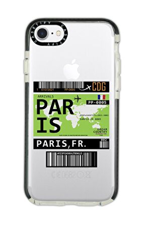 iPhone 6 Casetify Paris Ticket Desenli Anti Shock Premium Silikonlu Siyah Kenar Detaylı Telefon Kılıfı