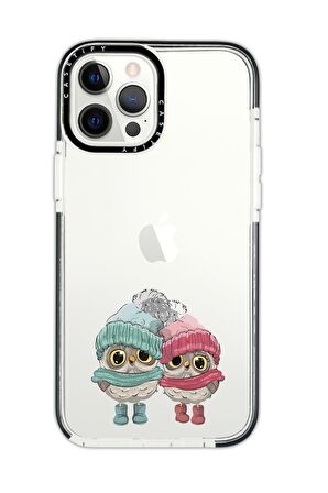 iPhone 11 Pro Casetify Bereli Baykuşlar Desenli Anti Shock Premium Silikonlu Siyah Kenar Detaylı Telefon Kılıfı