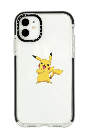 iPhone 11 Casetify Pikaçu Desenli Anti Shock Premium Silikonlu Siyah Kenar Detaylı Telefon Kılıfı