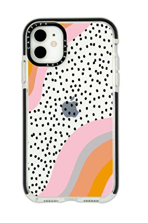 iPhone 12 Casetify Points Desenli Anti Shock Premium Silikonlu Siyah Kenar Detaylı Telefon Kılıfı