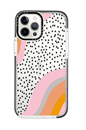iPhone 12 Pro Casetify Points Desenli Anti Shock Premium Silikonlu Siyah Kenar Detaylı Telefon Kılıfı