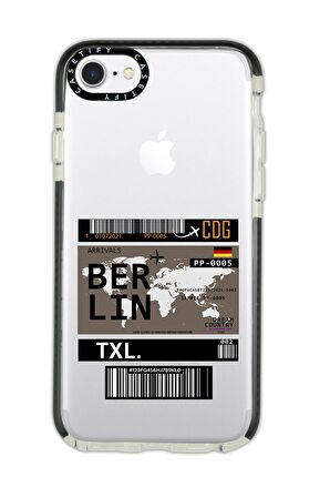 iPhone 6 Plus Casetify Berlin Ticket Desenli Anti Shock Premium Silikonlu Siyah Kenar Detaylı Telefon Kılıfı