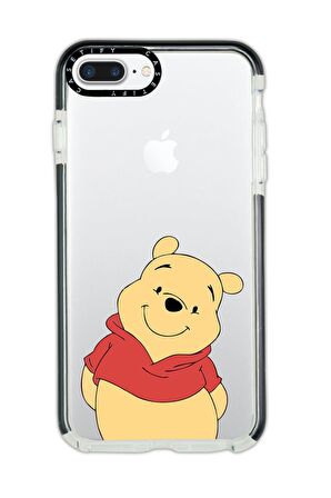 iPhone 7 Plus Casetify Sewimli Pooh Desenli Anti Shock Premium Silikonlu Siyah Kenar Detaylı Telefon Kılıfı