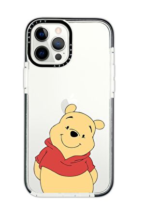 iPhone 12 Pro Casetify Sewimli Pooh Desenli Anti Shock Premium Silikonlu Siyah Kenar Detaylı Telefon Kılıfı